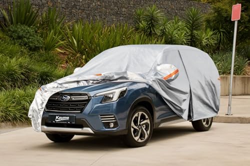 Image of Kayme 6 Layers SUV Car Cover Custom Fit for Subaru Forester(1997-2025) Waterproof All Weather for Automobiles, Outdoor Full Cover Rain Sun UV Protection.Silver