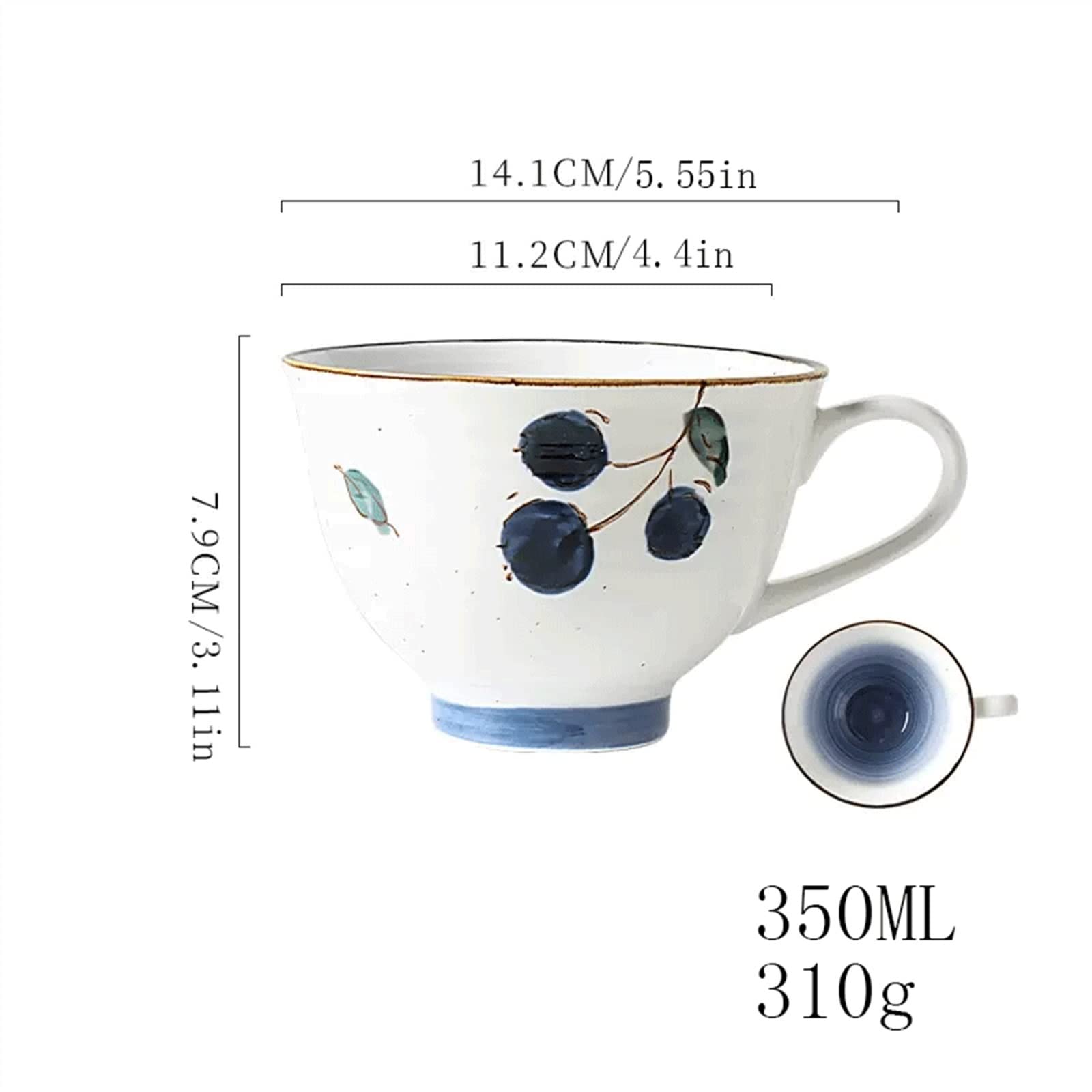 Kaffeetassen, Kaffeebecher, 350 ml, Keramik, Wasserbecher, for Zuhause, Frühstück, Haferflocken, mehrfarbig(Blue)