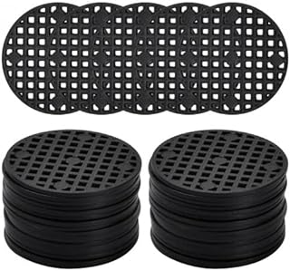 Dokpav 10 PCS Plastic Flower Pot Mesh Mat, Round Bottom Grid Bonsai Mat, Black Breathable Net Bottom Grid Mat, Prevent Soil Loss Breathable Gasket, Plant Bottom Mesh Pad for Bonsai Garden Supplies