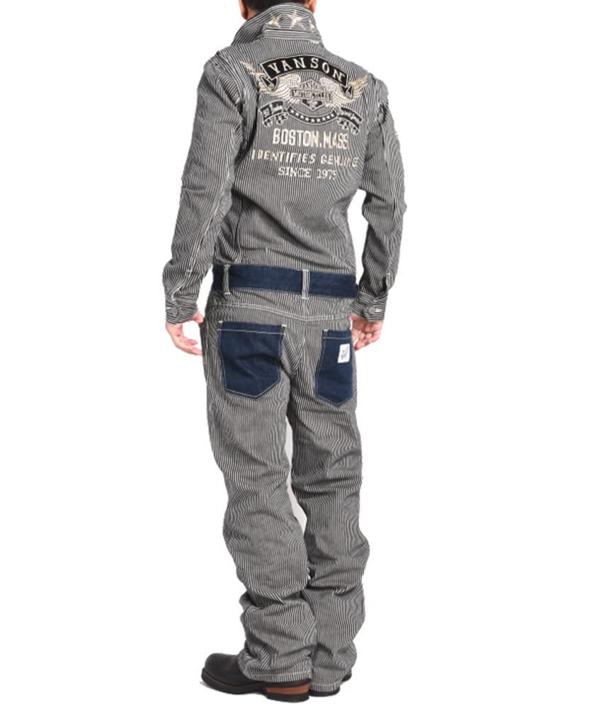 VANSON フライングエンブレム 絵刺繍 デニム オールインワンFV-60T Amazon.co.jp: [バンソン] 【当店別注】 ツナギ つなぎ