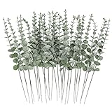 JPSOR 45pcs Eucalyptus Stems, Faux Eucalyptus Stems with Fake Leaves, Artificial Greenery Eucalyptus Stems for Wedding Bouquet Centerpiece for Table Decoration