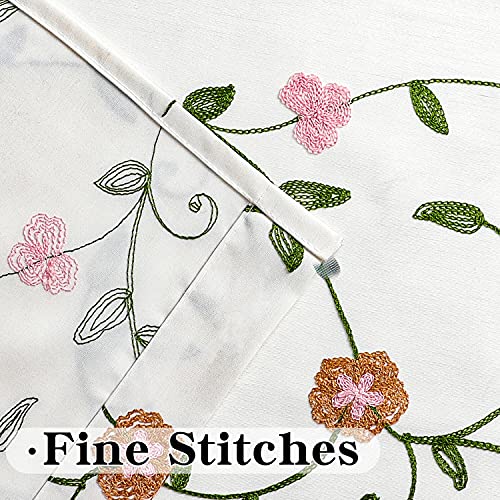 Wubodti Beige Kitchen Curtains Tie Up Balloon Shades 63 Inch Length, Room Darkening Cream Embroidered Floral Curtain Valance For Small Windows Bedroom Living Room Farmhouse Bathroom Home Decor #TOP6