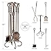 UniFlame 5-Piece Antique Copper Fireplace Tools Set with Ring Swirl Handles (F-1311)