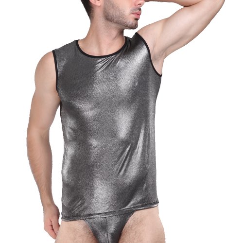 Débardeur uni homme XL t-shirt sans manche or silver mode