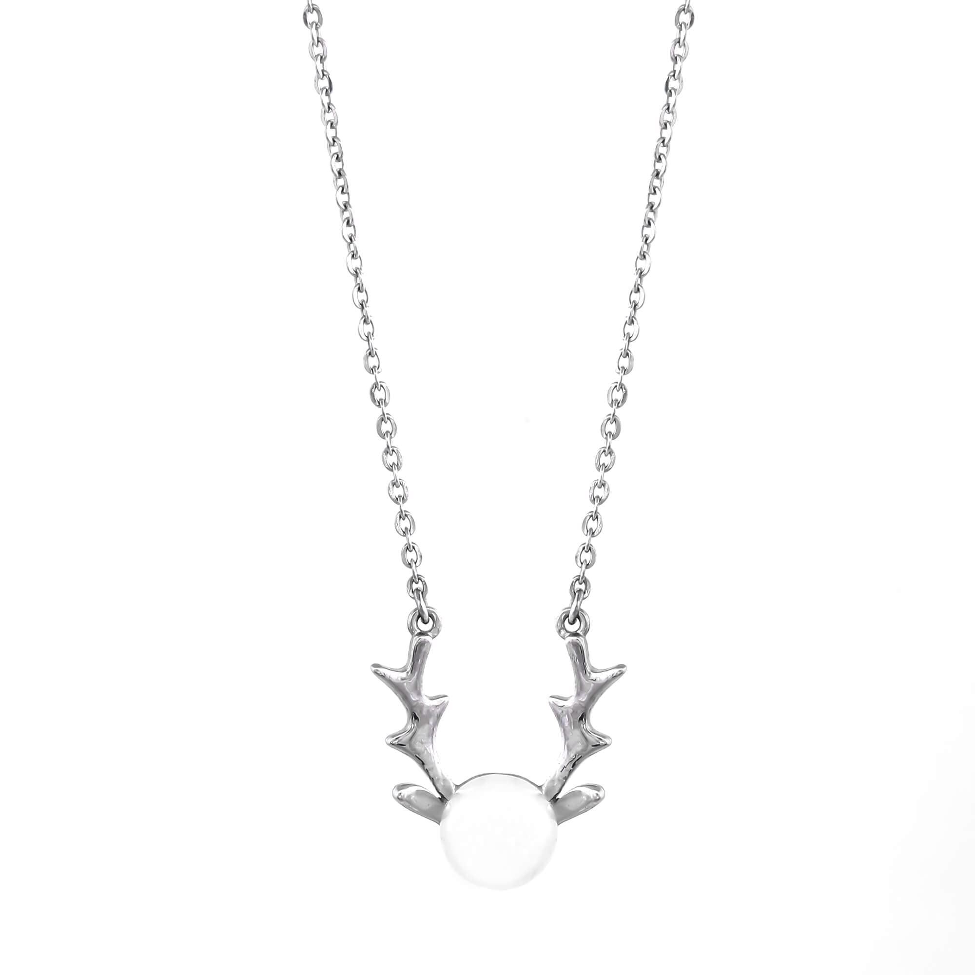 Silveright925 Sterling Silver Binita Deer Horn Pearl Silver Plated Pendant