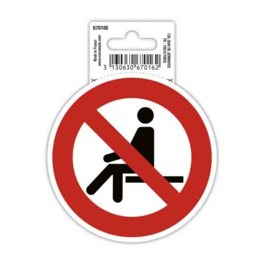 Exacompta - Ref 67016E - Self-Adhesive Company Signage - No Sitting Here Sign - 10cm in Size - Essential Signage for Company, Business & Commercial Needs