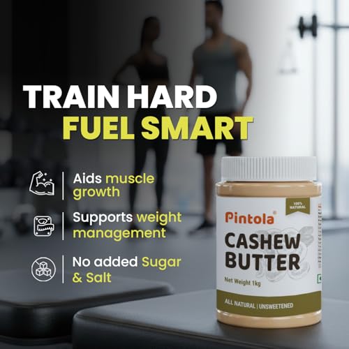 Image of Pintola Cashew Butter 1kg - All Natural Cashew Butter, Gluten Free & Cholesterol Free,Unsweetened for Bread Spreads, Made with Fresh Cashews, Source of Fiber & Protein (Pack of 2)