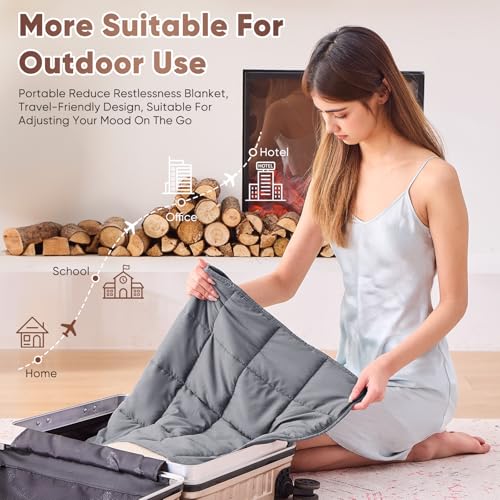 Image of Weighted Lap Blanket for Adults 5lbs, 29 inchx33 inch Cooling Heavy Throw Blanket, Portable Travel Weighted Blankets, Soft Small Blankets Gift for Sleeping, Grey