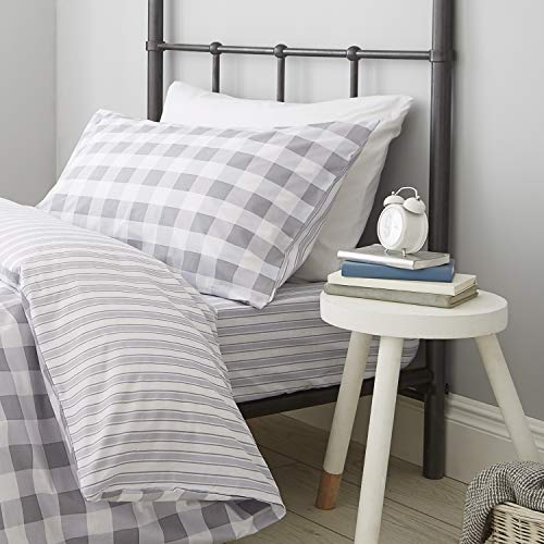 Catherine Lansfield Check and Stripe Gre