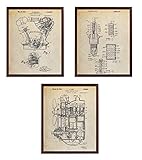Turnip Designs Internal Combustion Engine Spark Plug Poster Car Part Art Engine Automotive Fans Henry Ford Vintage TDP244