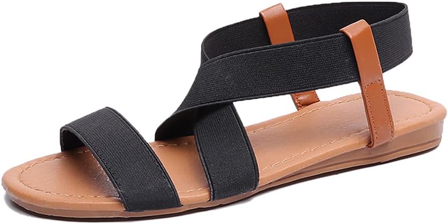 Sandali piatti da donna con cinturini incrociati, sandali casual