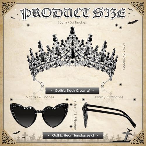2 Pcs Rip 20s Dirty 30 Birthday Party Decor Accessories for Women, 30th Birthday Crown Tiara and Heart Sunglasses(Dirty 30)3