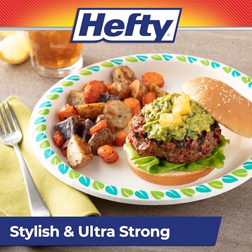 Hefty Compostable Paper Plates, 10 Inches, 20 Count, Patterned Disposable Plates for BBQs, Parties, Holidays, and Everyday Use, Soak-Resistant, Made with Plant-Based Materials, Microwave Safe - image 4