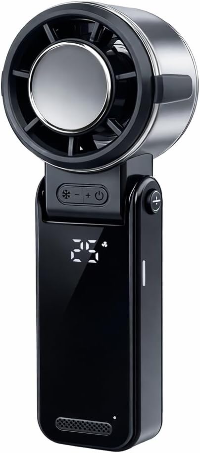 Handheld Turbo cooling fan,100 Stepless Wind Speed Control, Battery Operated, Up to 12 Working Hours, portable handheld air cooler Fans for Outdoor, Travel,at work or on the go(black)