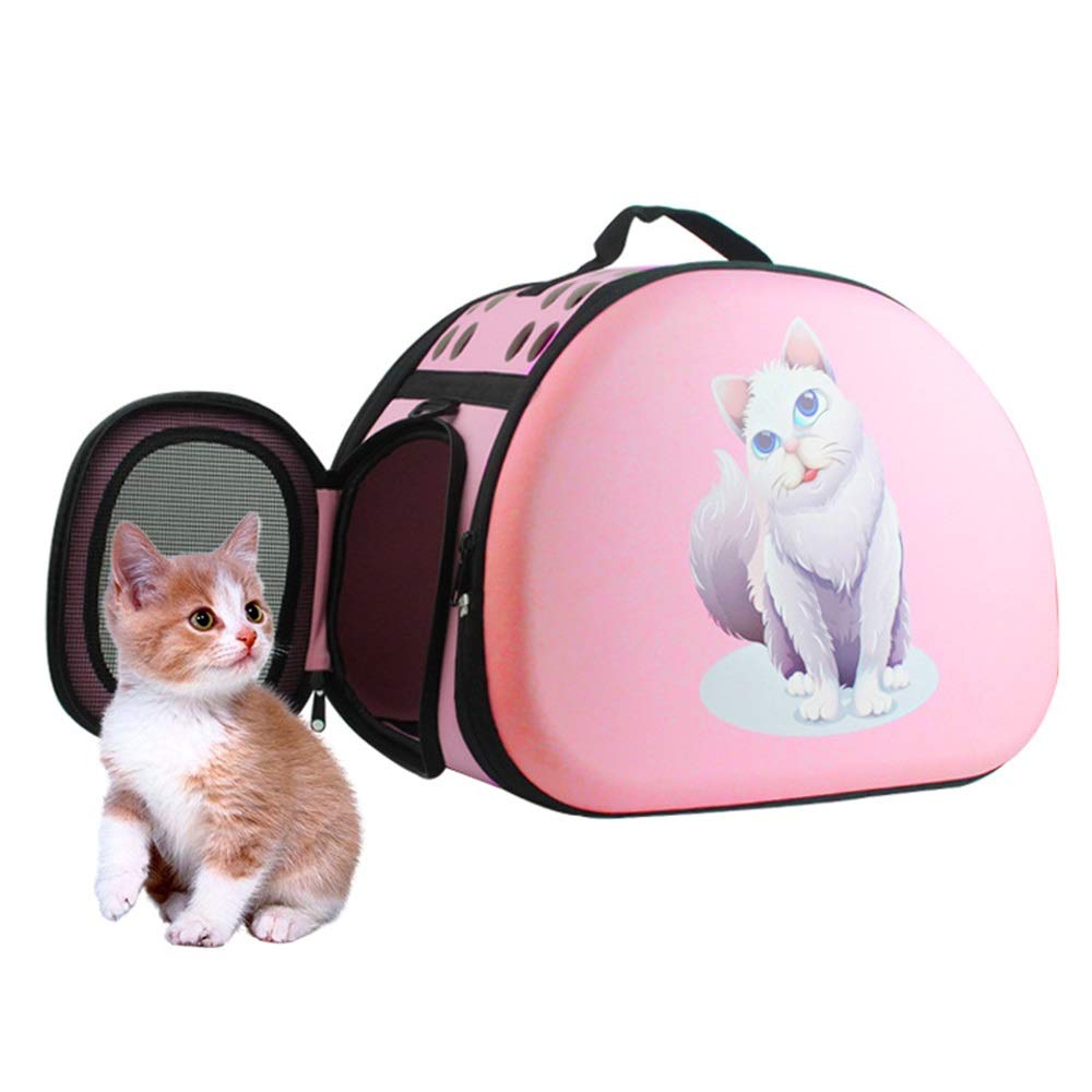 Sac pliable portatif pour chat rose avec tissu doux et respirant