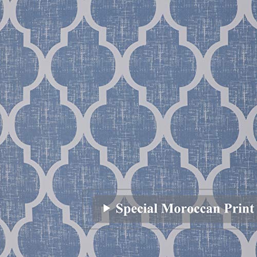 Beauoop Kitchen Cafe Valance Moroccan Tiles Print For Windows Geometric Small Blackout Curtains Room Darkening Rod Pocket Window Treatment For Living Room Bathroom,Blue, 50" W X 18" L, 1 Panel #TOP4