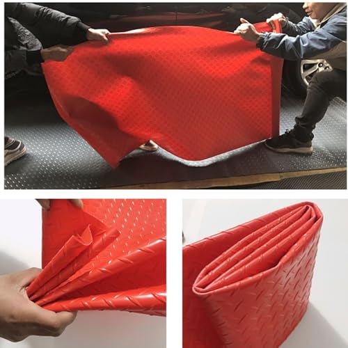Protection sol garage anti-glissade et imperméable en PVC rouge - 4