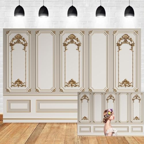 Leyiyi 5x4ft European Style Vintage Room Inside Backdrop European Frame Modern House Classic French Castle Cementery Wall Retro Style Photo Background Cowboy Kids Birthday Portrait Studio Props
