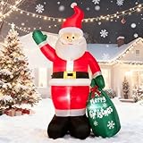 Aimosen 240CM/8FT Weihnachtsmann Aufblasbar Aufblasbare Weihnachtsdeko Außen mit LED Beleuchtet, Aufblasbarer Outdoor Deko für Aussen, Draußen, Hof, Garten, Rasen,Wetterfeste IP44 Garten-Deko