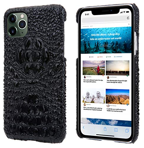 Best Cyber Monday 🔥 Uningen Slim Leather Case for iPhone 11 Pro with 5.8-inch Display (2019), 5.8-Inch iPhone 11 Pro Case (Crocodile Head Pattern, Black)