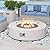 COSIEST 2-Piece Outdoor Propane Firepit Table Set w Tank Table, 42 inch Dark Fire Table CSA Certified, 50,000 BTU w Beige Round Base,Wind Guard and 16 inches Tank Side Table 20lb for Garden,Pool