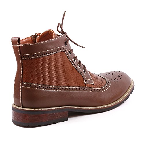 Metrocharm MET525-4 Men's Lace Up Perforated Wing Tip Formal Dress Casual Fashion Ankle Boots RUN BIG3