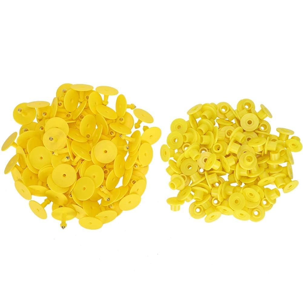 100pcs marchi auricolari di pecora giallo PU marchi auricolari identificazione bestiame etichette auricolari vuote per capra agnello bovini mucche maiali(Giallo)