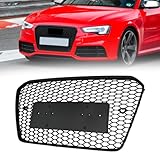Partzer Front Bumper Grille Compatible with 2013-2016 Audi A5 S5 B8.5 RS Honeycomb Mesh Matte Black