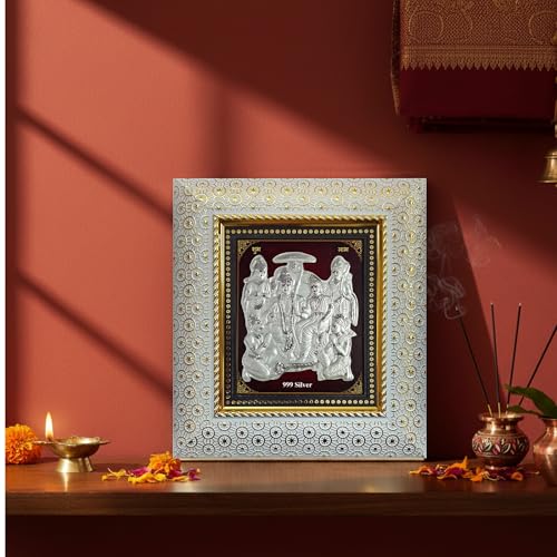 Image of ARTSMINE - Silver Ram Darbar Wall Frame - 999 Silver Art|Premium Finish|Auspicious Spiritual Decor|Ideal for Pooja & Gifting - 1 Unit