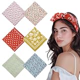 JATEBI 6 Pack Cotton Floral Bandanas, 21''x21'' Multi-purpose Hair Scarf for Women Girl Retro Flower Print...
