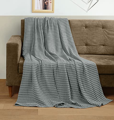 Image of Utopia Bedding 100% Cotton Waffle Weave Blanket Twin Size for Couch Sofa Bed - Lightweight, Breathable Summer Blankets Soft and Cozy, Gifts for Women Home Room Decor (Cool Grey, 90x72 Inch)