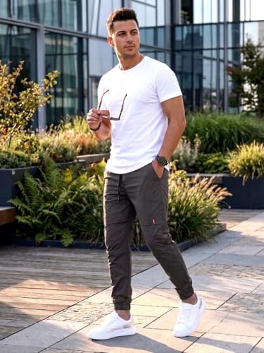 Image of ANNI Designer Men Cargo Pants Cotton Solid | Cargo Pants for Men | Mens Cargo Trouser | Multi Pocket Cargo Pant Regular Fit | Casual Stylish Bottom Wear for Mens Comfortable Clothing