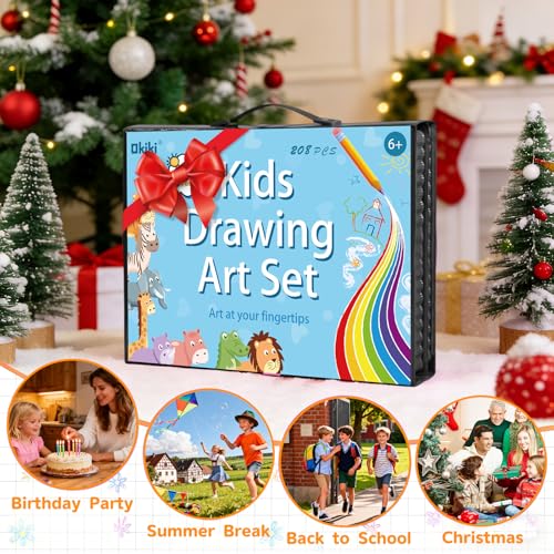Art Supplies,297 Pack Art Set Drawing Kit for Girls Boys Artist, Deluxe Gift Art Box with Trifold Easel,Includes Oil Pastels, Colored Pencils, Coloring Book, Scissors, Apron,Origami Paper 40 Sheets — view 4