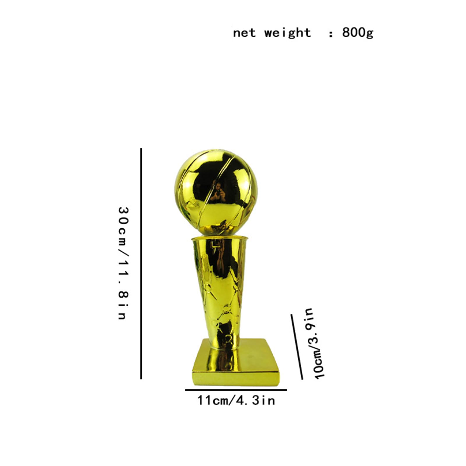 Replik NBA Champion Larry O'Brien Trophäe, Golden State Crafts Souvenir Plated Basketball Award Model Cup Fans Geschenk (30 cm)