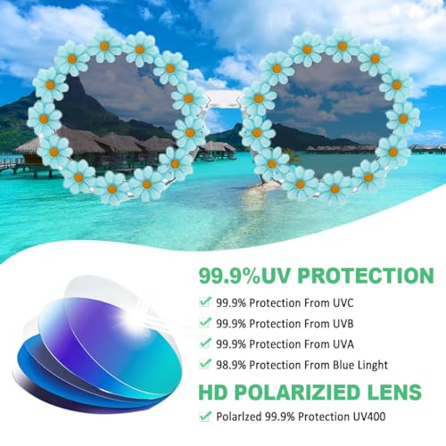Round Flower Sunglasses for Girls, Flower Shaped Cute Glasses Retro Daisy Sunglasses for Kids UV 400 Protection3