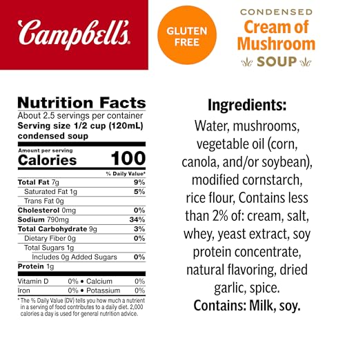 Image of Campbell's Condensed Gluten Free Cream of Mushroom Soup, 10.5 oz Can