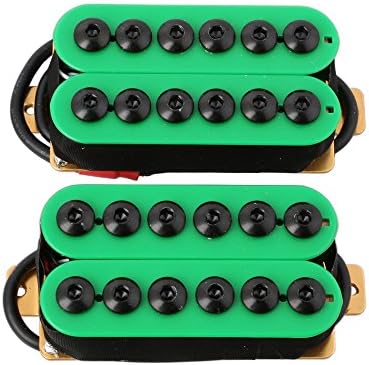 LYWS 2PCS Ceramic Magnet Invader Style Guitar Humbucker Pickup Bridge & Neck (Green+Green)