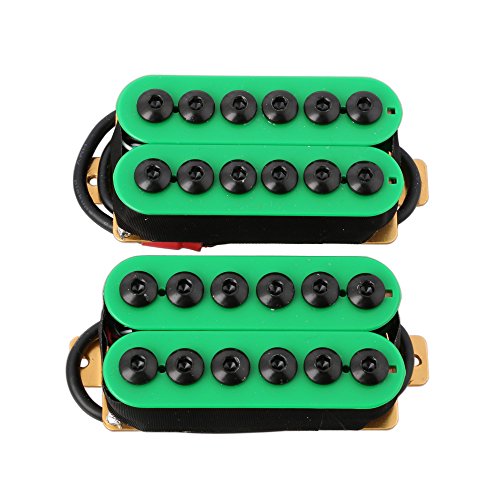 LYWS 2PCS Ceramic Magnet Invader Style Guitar Humbucker Pickup Bridge & Neck (Green+Green)