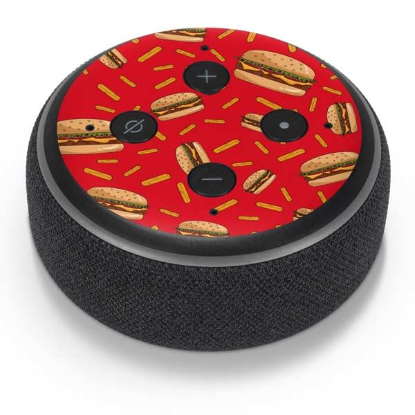 Skinit Decal Audio Skin Compatible with Amazon Echo Dot 3 - Officially Licensed Burgers and Fries Design
