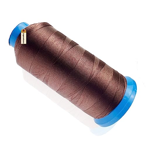 Lsgoodcare Bonded Nylon Sewing Thread 1500 Yard Size T70#69 for The Upholstery, Drapery, Beading, Luggage, Purses, Leather, Sewing Threads for Sewing Machine Light Pink and Dark Brown - Image 2