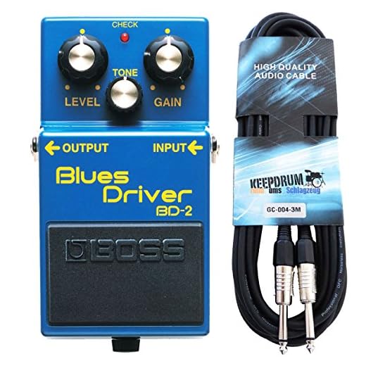 Boss BD-2 Blues Driver - Dispositivo de efectos para guitarra + cable keepdrum de 3 m
