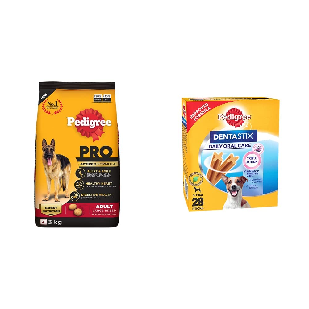 See full amazon price history chart for Pedigree PRO Expert Nutrition Active Adult Large Breed Dog (18 Months Onwards) Dry Dog Food, 3kg Pack & Pedigree Dentastix Small Breed (5-10 kg) Oral Care Dog Treat, 440g Monthly Pack (28 Chew Sticks) Pedigree PRO Expert Nutrition Active Adult Large Breed Dog (18 Months Onwards) Dry Dog Food, 3kg Pack & Pedigree Dentastix Small Breed (5-10 kg) Oral Care Dog Treat, 440g Monthly Pack (28 Chew Sticks) (B0B8ZLGVB7) Amazon Price History, Amazon Price Tracker