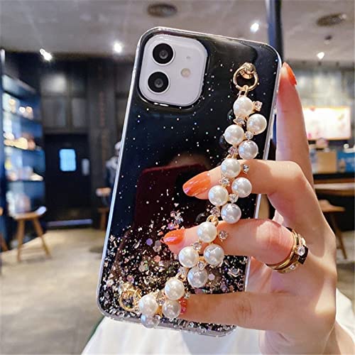Luxury Pearl Bracelet Chain Glitter Clear Soft Case For Iphone 13 12 14 Pro Max 11 Xs X Xr 7 8 6 S Plus Mini Se Shockproof Cover,Black,For Iphone 12 Mini #TOP6