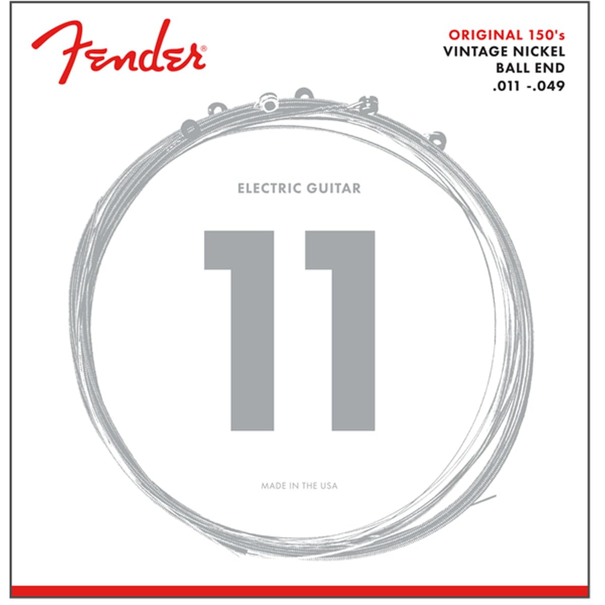 Fender Original 150 Electric Guitar Strings, Pure Nickel Wound, Ball End, 150M .011-.049