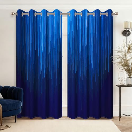 GICDSU Navy Blue Blackout Curtains for Bedroom, Ombre Blackout Curtains 84 Inch Length 2 Panels Set, Thermal Insulated Room Darkening Drapes with Grommet Top, 52W x 84L
