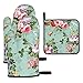 Set di 3 guanti da forno vintage con fiori floreali, guanti da forno resistenti al calore, superficie antiscivolo in silicone, cottura al forno, grigliate
