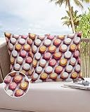 Hokiten Outdoor Pillow Covers Waterproof, Orange Pink Ombre Decorative Square Throw Pillowcases Pati