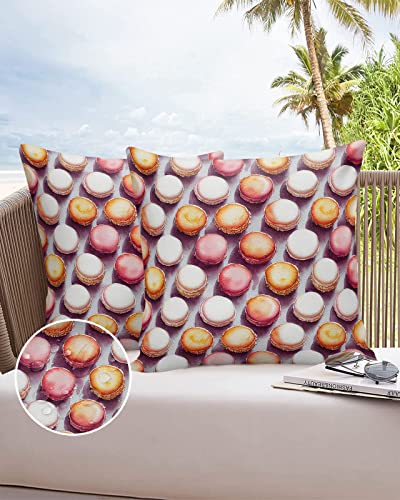 Hokiten Outdoor Pillow Covers Waterproof, Orange Pink Ombre Decorative Square Throw Pillowcases Patio Cushion Covers For Tent/Garden, 26" X 26" 2 Pack, Watercolor Dessert Ink Painting #TOP11