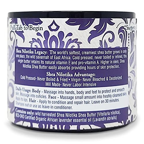Shea Terra Organics 100% Organic Cold-Pressed Virgin Shea Butter – S. African Lavender | Natural Anti-Aging Daily Skin, Nails & Hair Cream To Soften & Rejuvenate Skin & Reduce Stretch Mark – 6 Oz #TOP1
