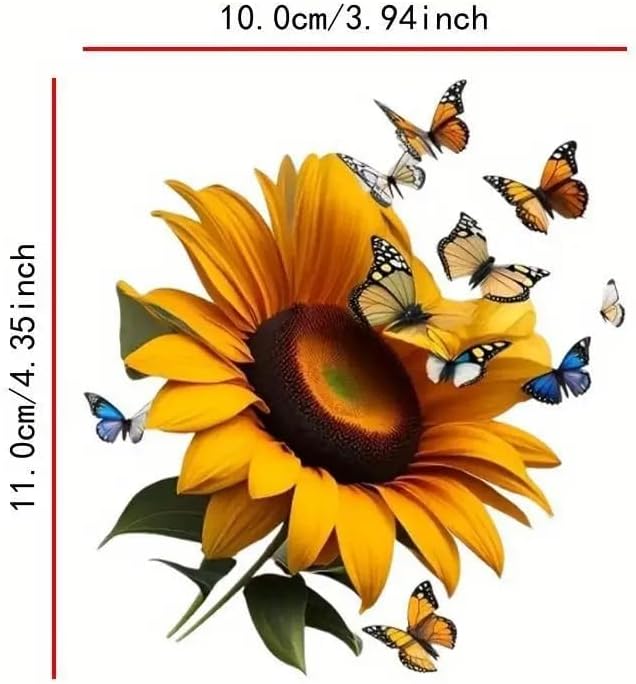 Sunflower and Colorful Butterflies PVC Vinyl Car Decals Stickers Waterproof Self-Adhesive Decals for Cars, Laptops, Trucks, Motorcycles Wall Window Luggage Scratch Cover Door Decor Sticker - Image 2